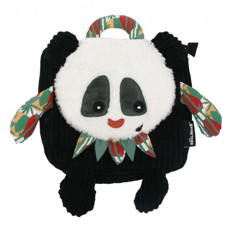 Sac à dos velours LES DÉGLINGOS "Rototos le panda" | Sac crèche maternelle original