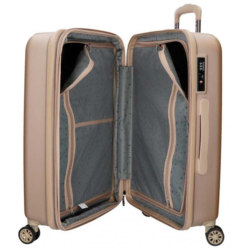 Achetez un lot de 2 valises en bois avec imprimé du monde et inserts en  semi-cuir ➤Modalyssa