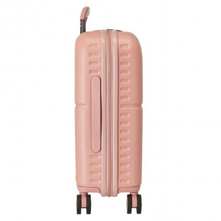 Valise cabine 55cm PEPE JEANS "Highlight" rose pastel | Bagage avion petit format marque tendance mode