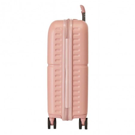 Valise cabine 55cm PEPE JEANS "Highlight" rose pastel | Bagage avion petit format marque tendance mode