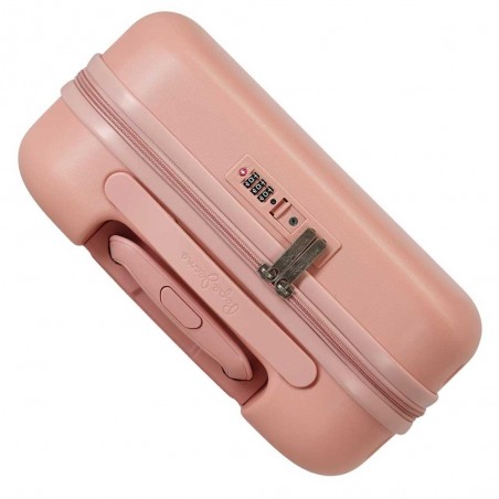 Valise cabine 55cm PEPE JEANS "Highlight" rose pastel | Bagage avion petit format marque tendance mode