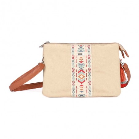 Pochette porté travers LES TROPEZIENNES "Rondane" beige | Sac bandoulière femme été pas cher