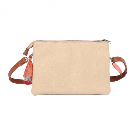 Pochette porté travers LES TROPEZIENNES "Rondane" beige | Sac bandoulière femme été pas cher