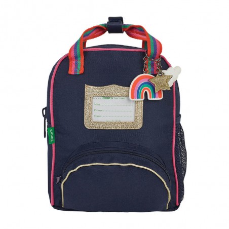 Sac à dos maternelle Tann's XL "Leila" marine arc en ciel | Sac scolaire fille pas cher