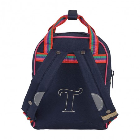 Sac à dos maternelle Tann's XL "Leila" marine arc en ciel | Sac scolaire fille pas cher