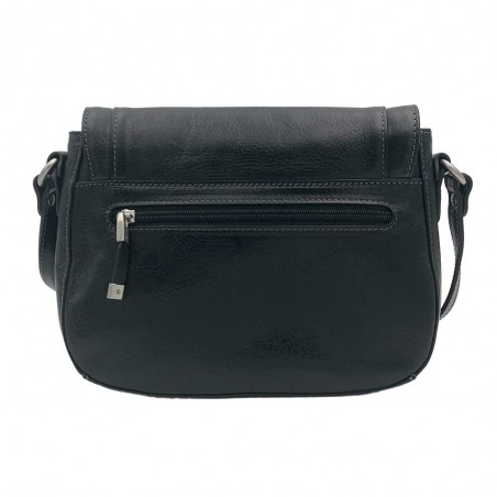 Katana | Sac bandoulière en cuir collet noir | Sac femme porté croisé style classique