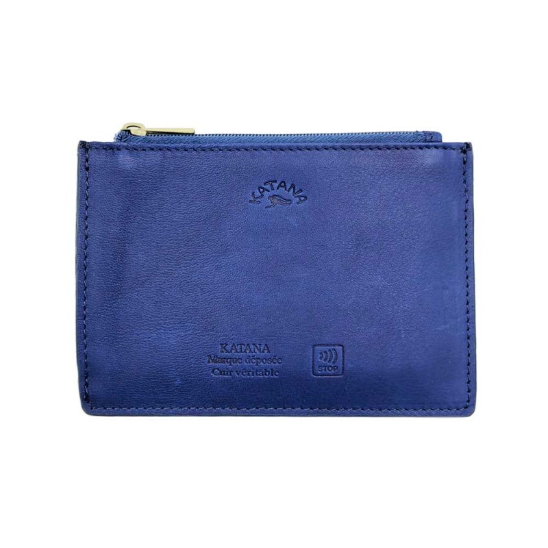 Porte Cartes Compact En Cuir Katana Bleu Planetebag Com