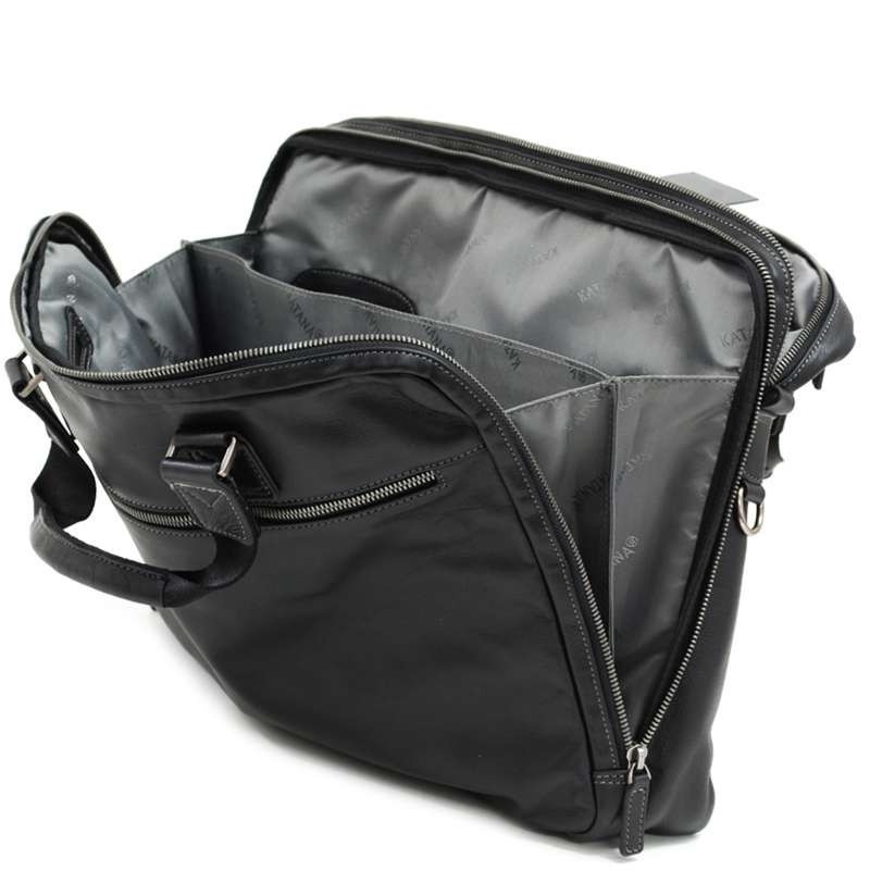 Cartable porte-ordinateur 15 en cuir KATANA noir