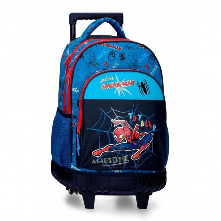 Sac à dos à roulettes MARVEL Spiderman "Totally Awesome" | Sac scolaire trolley garçon super-héros solide pas cher