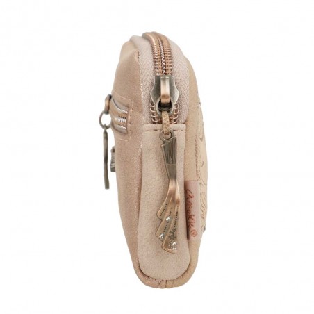 Porte-monnaie simple ANEKKE "Studio" beige | Bourse femme originale porte-clés pas cher