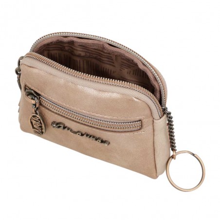 Porte-monnaie simple ANEKKE "Studio" beige | Bourse femme originale porte-clés pas cher