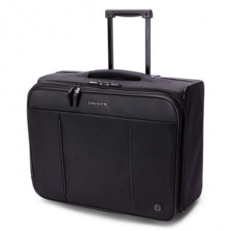 DAVIDT | Pilot case 2 en 1 "Connaisseur" noir | Bagage business trolley ordinateur 17 pouces