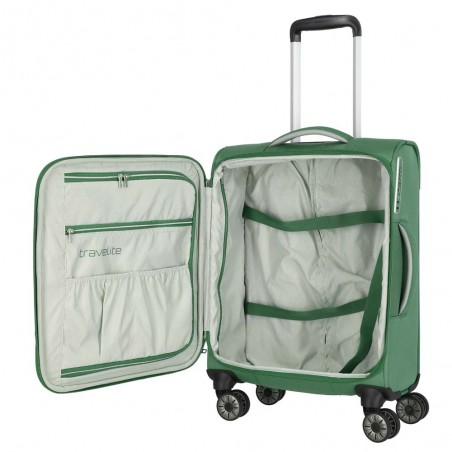 Valise cabine souple TRAVELITE "Miigo" vert | Bagage petite taille 4 roues semi-rigide haute qualité