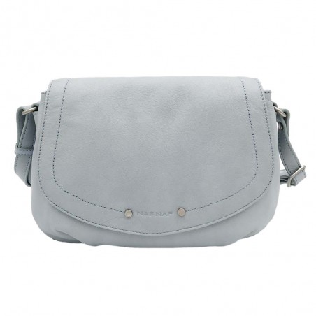 Sac bandoulière en cuir NAF NAF "Dahlia" bleu gris | Sac à main femme pas cher