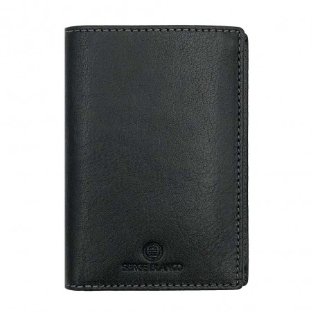 Portefeuille en cuir homme SERGE BLANCO "Marfa" noir | Porte-cartes et porte-monnaie pas cher sport rugby