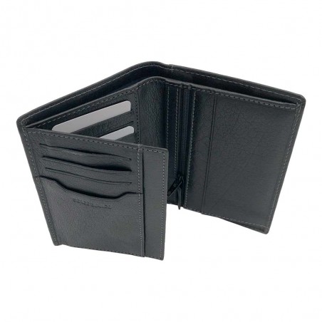 Portefeuille en cuir homme SERGE BLANCO "Marfa" noir | Porte-cartes et porte-monnaie pas cher sport rugby