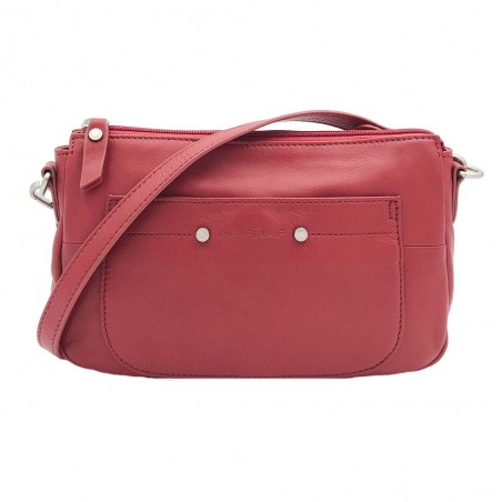 Sac baguette en cuir NAF NAF "Dahlia" rouge | Sac femme porté épaule ou croisé avec 2 bandoulières pas cher