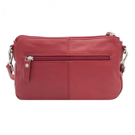 Sac baguette en cuir NAF NAF "Dahlia" rouge | Sac femme porté épaule ou croisé avec 2 bandoulières pas cher