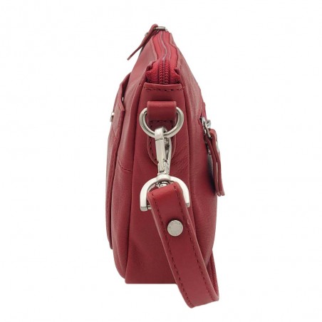 Sac baguette en cuir NAF NAF "Dahlia" rouge | Sac femme porté épaule ou croisé avec 2 bandoulières pas cher