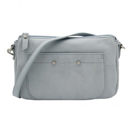 Sac baguette en cuir NAF NAF "Dahlia" bleu | Sac bandoulière femme marque pas cher