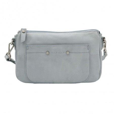 Sac baguette en cuir NAF NAF "Dahlia" bleu | Sac bandoulière femme marque pas cher