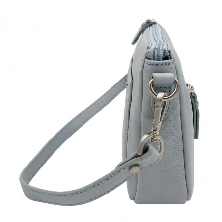 Sac baguette en cuir NAF NAF "Dahlia" bleu | Sac bandoulière femme marque pas cher