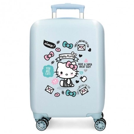 Valise enfant Hello Kitty "You are cute" bleu | Petit bagage fille 50cm vol low cost pas cher
