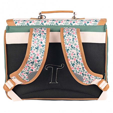 Cartable Tann's 35cm "Iris" multicolore | Motif fleuri rose et vert | Sac scolaire fille classe CP pas cher