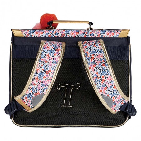 Cartable Tann's 35cm "Antonia" marine motif fleuri style Liberty | Sac d'école fille maternelle CP pas cher