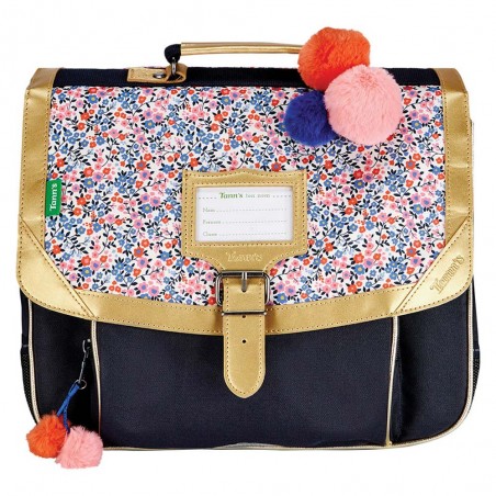 Cartable Tann's 35cm "Antonia" marine motif fleuri style Liberty | Sac d'école fille maternelle CP pas cher