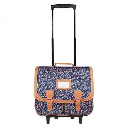 Cartable à roulettes Tann's 41cm "Ava" multicolore imprimé fleuri style Liberty | Sac scolaire trolley fille pas cher