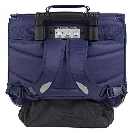 Cartable à roulettes Tann's 38cm "Louna" bleu broderies étoiles brillantes | Sac scolaire trolley fille pas cher