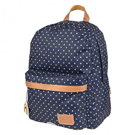 Sac à dos Tann's M "Faustine" bleu imprimé pois | Sac fille CE2 CM1 CM2 pas cher