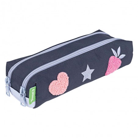 Trousse double TANN'S "Juliette" bleu | Trousse scolaire fille 2 compartiments CP CE1 CE2 CM1 CM2