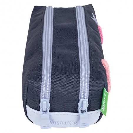 Trousse double TANN'S "Juliette" bleu | Trousse scolaire fille 2 compartiments CP CE1 CE2 CM1 CM2