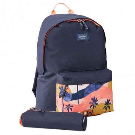 RIP CURL | Sac à dos fille + trousse "Dome" imprimé tropical marine pêche | Sac scolaire CM1 CM2 collège pas cher