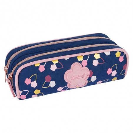 KICKERS | Trousse double fille "Fantasy Girl" marine | Fourreau à stylos scolaire pas cher