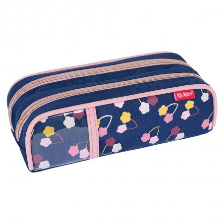 KICKERS | Trousse double fille "Fantasy Girl" marine | Fourreau à stylos scolaire pas cher