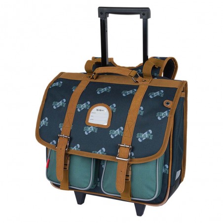 Kickers | Cartable à roulettes garçon 38cm "Authentic Boy" bleu | Sac scolaire trolley CP CE1 CE2  pas cher