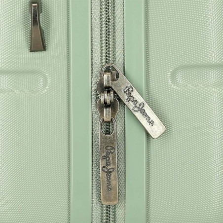 Pepe Jeans London | Vanity case rigide "Accent" vert vintage | Beauty case adaptable trolley