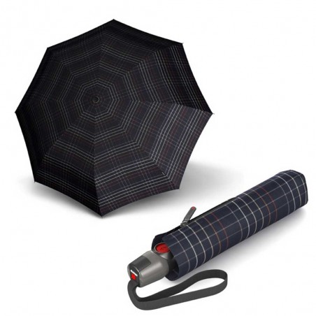 Parapluie pliant KNIRPS "T200 Medium Duomatic" check black | Parapluie de poche tartan classique garantie 5 ans