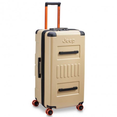 JEEP | Valise trunk XL extensible JH002B sable chaud | Bagage style malle grande taille robuste style baroudeur