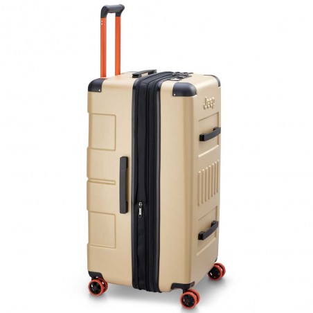 JEEP | Valise trunk XL extensible JH002B sable chaud | Bagage style malle grande taille robuste style baroudeur