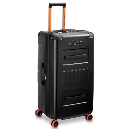 JEEP | Valise trunk XL extensible JH002B noir | Bagage style malle grande taille robuste style baroudeur