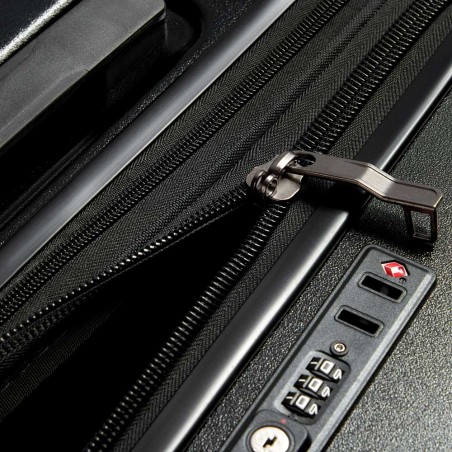 JEEP | Valise trunk XL extensible JH002B noir | Bagage style malle grande taille robuste style baroudeur