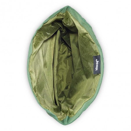 JEEP | Sac à dos roll top JS016D vert l Sac ordinateur enroulé clipsé poche PC 14 pouces style baroudeur