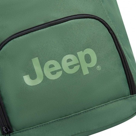 JEEP | Sac à dos roll top JS016D vert l Sac ordinateur enroulé clipsé poche PC 14 pouces style baroudeur