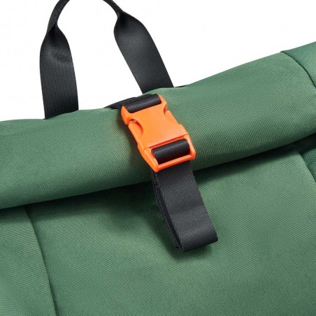 JEEP | Sac à dos roll top JS016D vert l Sac ordinateur enroulé clipsé poche PC 14 pouces style baroudeur