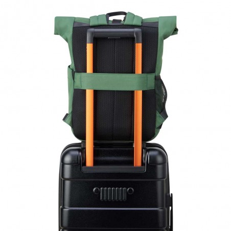 JEEP | Sac à dos roll top JS016D vert l Sac ordinateur enroulé clipsé poche PC 14 pouces style baroudeur