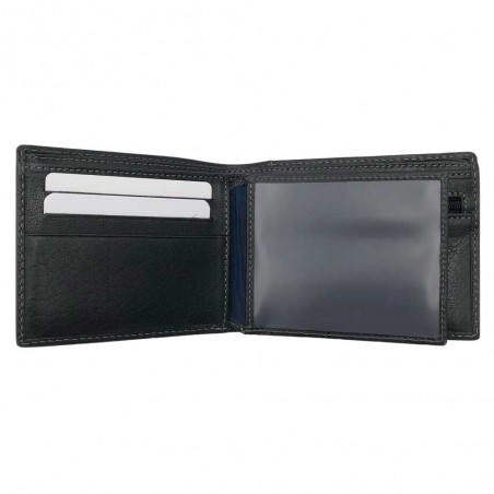 Serge Blanco | Portefeuille en cuir homme "Marfa" noir | Porte-cartes et monnaie format italien